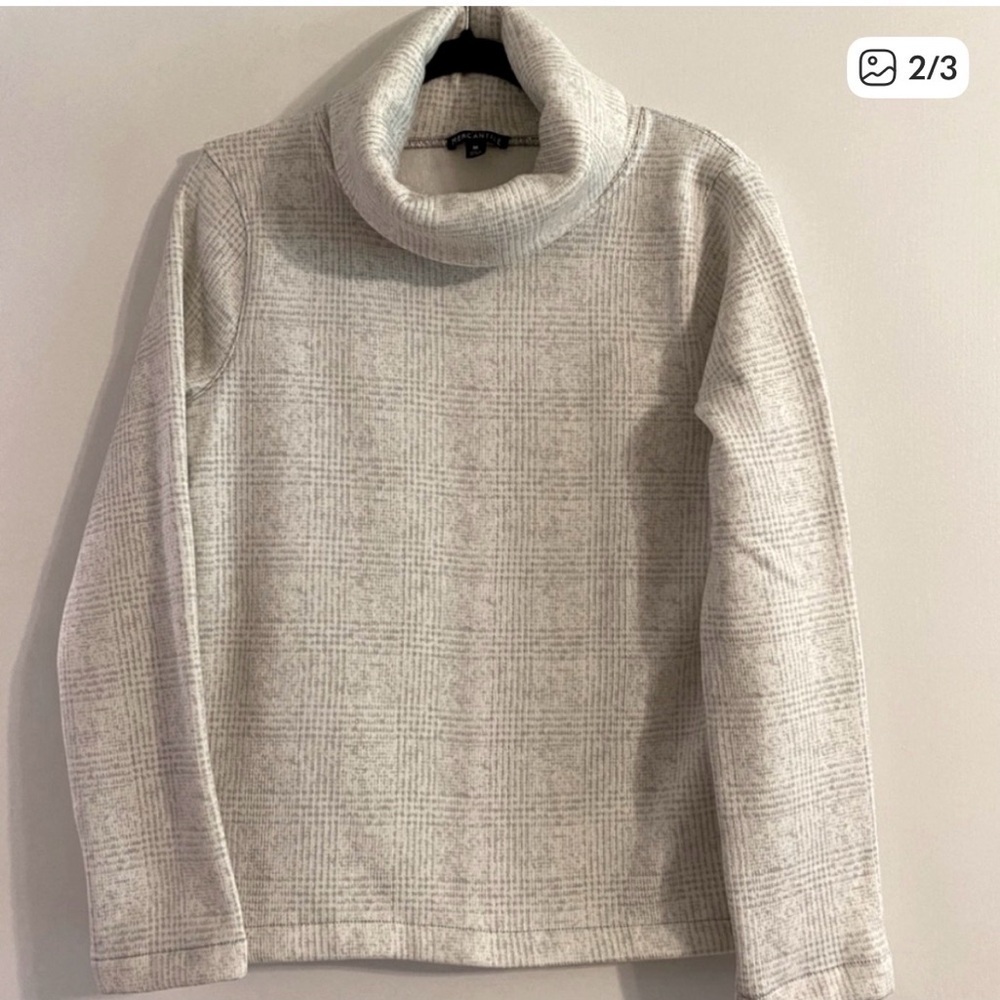 J.Crew Mercantile Gray Plaid Funnel Neck Pullover Sweater | Women’s Size L